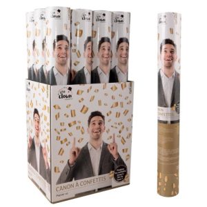 Canhão de confetes dourado, modelo grande, 40 cm